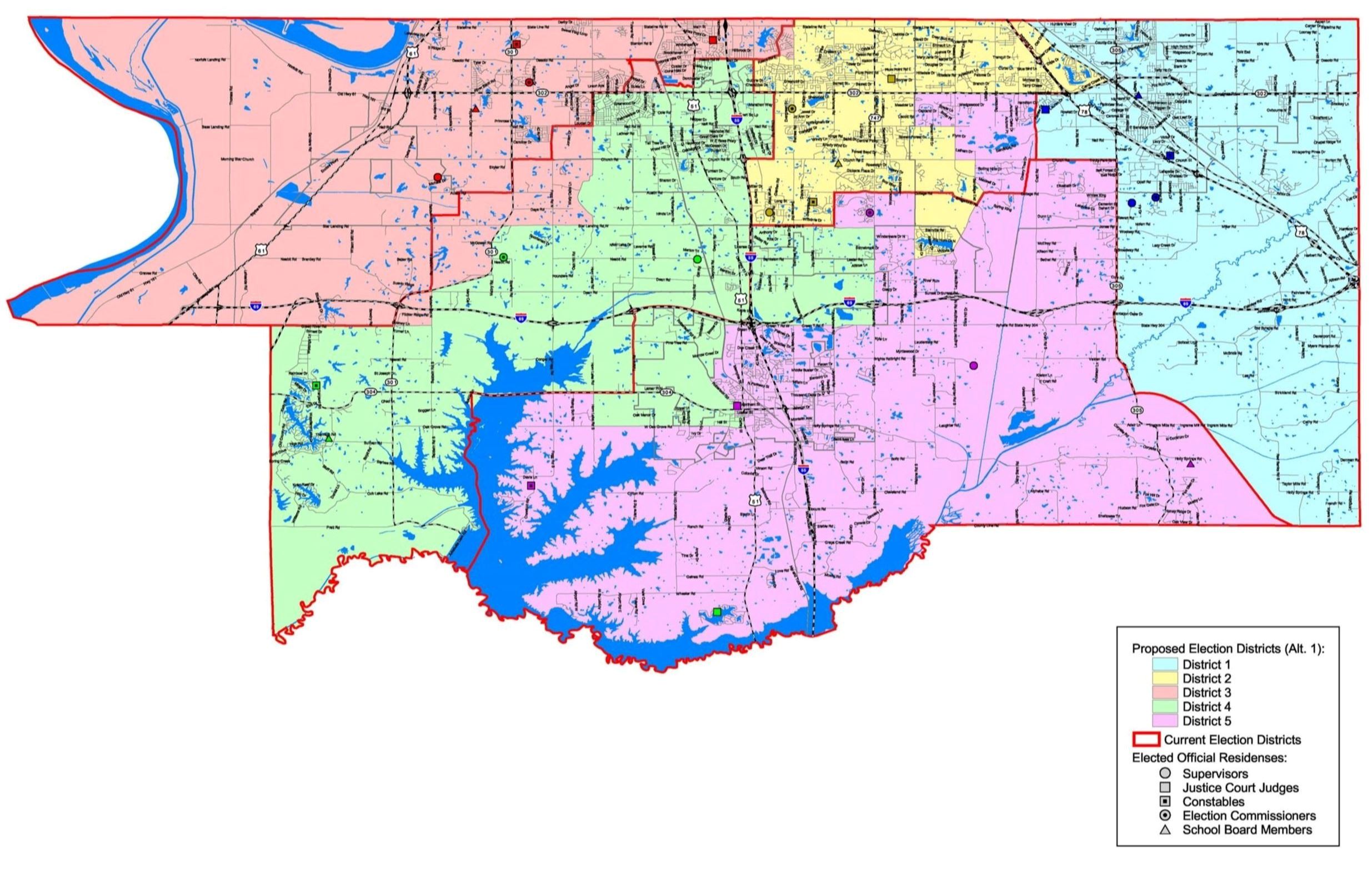 Proposed Redistricting Plan Alt 1 map