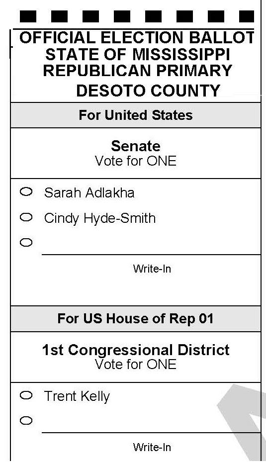 Federal Primary Election 2026 REPUBLICAN Sample Ballot